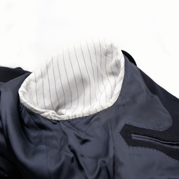 SUITSUPPLY Pure Wool Navy Overcoat Vicenza Int J4611 USA 38 Free CANALI Silk Tie - Picture 4 of 16